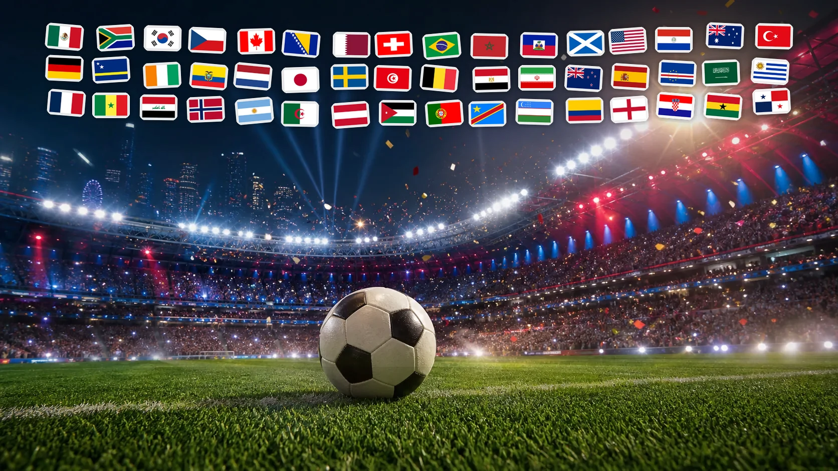สนามฟุตบอลในคืนเปิดการแข่งขันฟุตบอลโลก 2026